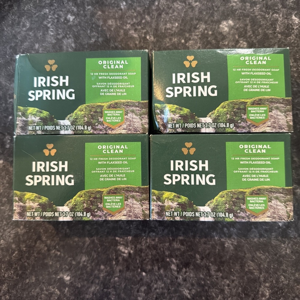4 IRISH SPRING Bar Soap / NIB / Original Scent /‎ 3.7ounces Each Bar